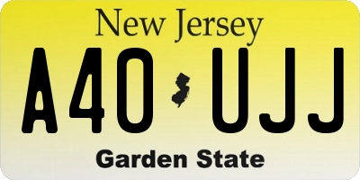 NJ license plate A40UJJ