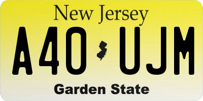 NJ license plate A40UJM