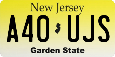 NJ license plate A40UJS