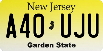 NJ license plate A40UJU