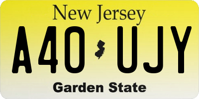 NJ license plate A40UJY