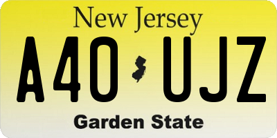 NJ license plate A40UJZ
