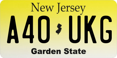 NJ license plate A40UKG