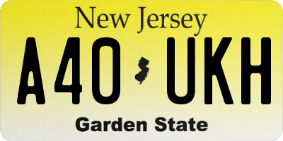 NJ license plate A40UKH