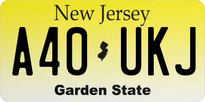 NJ license plate A40UKJ