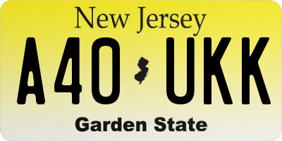 NJ license plate A40UKK