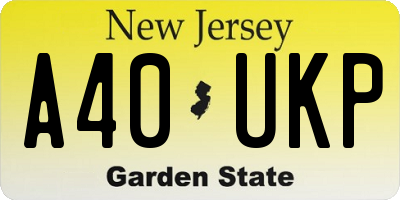 NJ license plate A40UKP