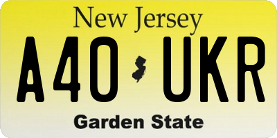 NJ license plate A40UKR