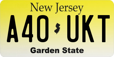 NJ license plate A40UKT