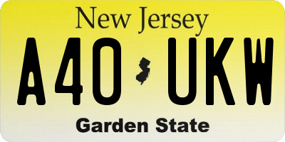 NJ license plate A40UKW