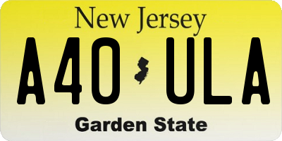 NJ license plate A40ULA