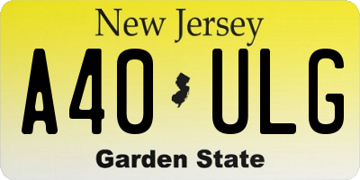 NJ license plate A40ULG