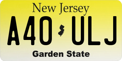 NJ license plate A40ULJ