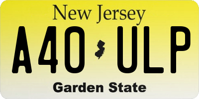 NJ license plate A40ULP
