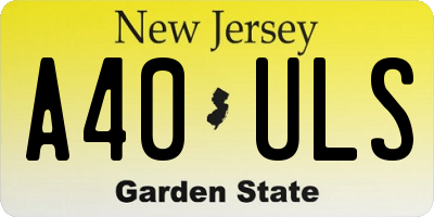NJ license plate A40ULS