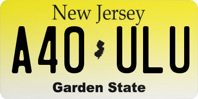 NJ license plate A40ULU