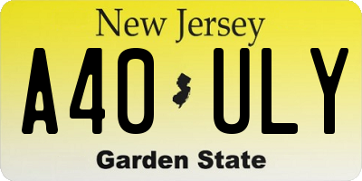 NJ license plate A40ULY