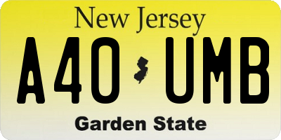 NJ license plate A40UMB