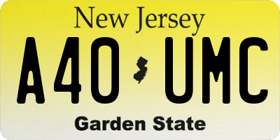 NJ license plate A40UMC