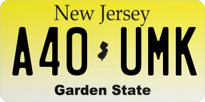 NJ license plate A40UMK