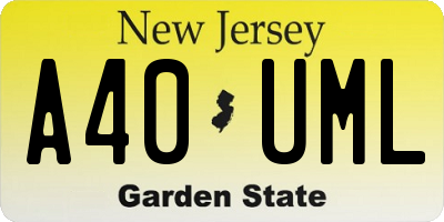 NJ license plate A40UML