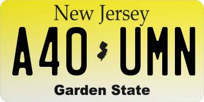 NJ license plate A40UMN