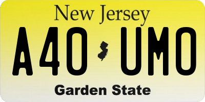 NJ license plate A40UMO