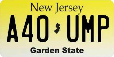 NJ license plate A40UMP