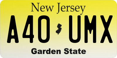 NJ license plate A40UMX