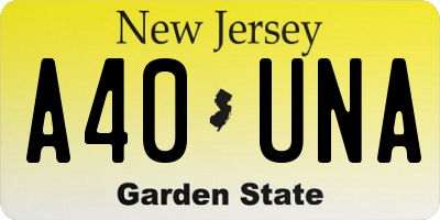 NJ license plate A40UNA
