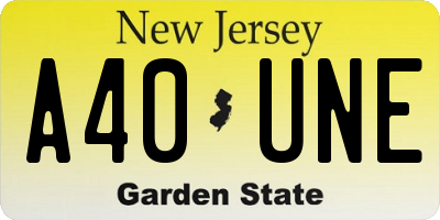 NJ license plate A40UNE