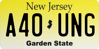 NJ license plate A40UNG