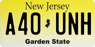 NJ license plate A40UNH