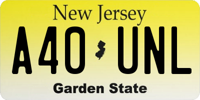 NJ license plate A40UNL