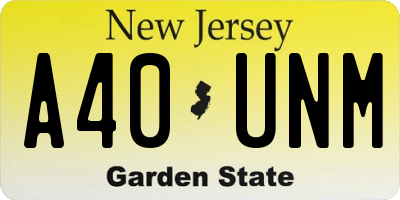 NJ license plate A40UNM