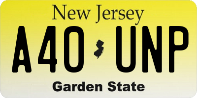 NJ license plate A40UNP