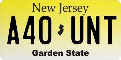 NJ license plate A40UNT