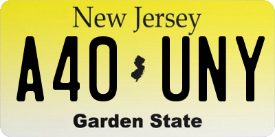 NJ license plate A40UNY