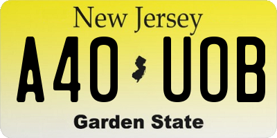 NJ license plate A40UOB