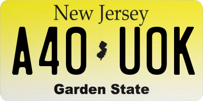 NJ license plate A40UOK