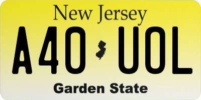 NJ license plate A40UOL