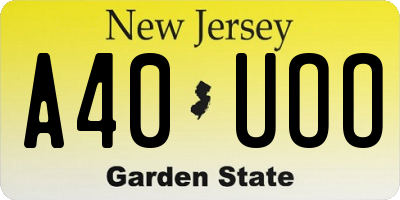 NJ license plate A40UOO