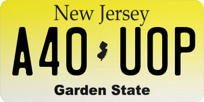 NJ license plate A40UOP