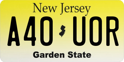 NJ license plate A40UOR