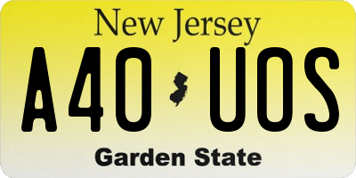 NJ license plate A40UOS