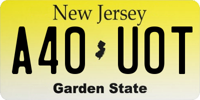 NJ license plate A40UOT