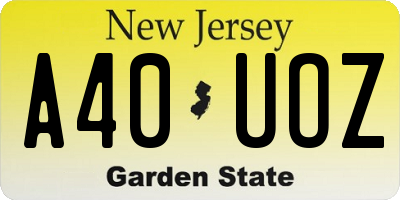 NJ license plate A40UOZ