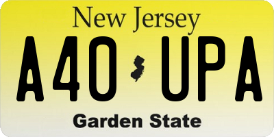 NJ license plate A40UPA