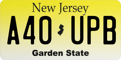 NJ license plate A40UPB