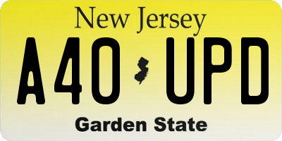 NJ license plate A40UPD